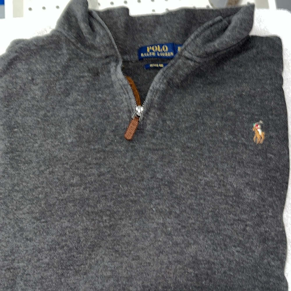 Polo Ralph Lauren Gray Quarter-Zip Pullover Size XL 100% Cotton. Very Good Used